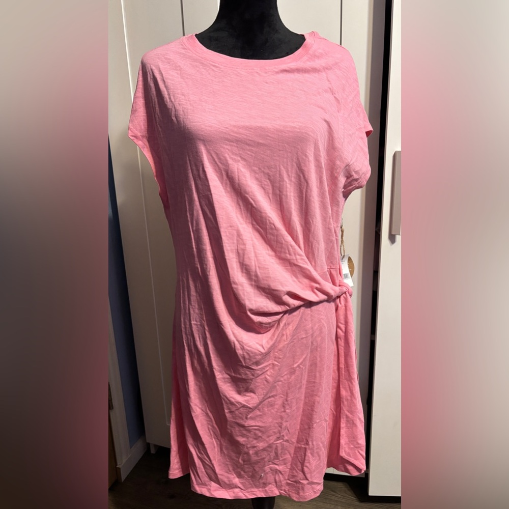 Pink Casual T-shirt Side Tying Dress
